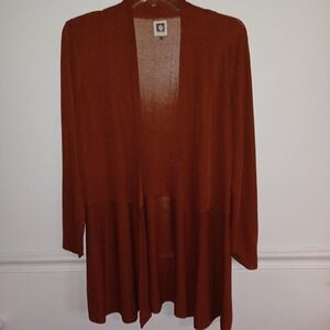 Anne Klein Womens Sz Med Montery Open Front Longline Cardigan Waist Seam MSRP 99